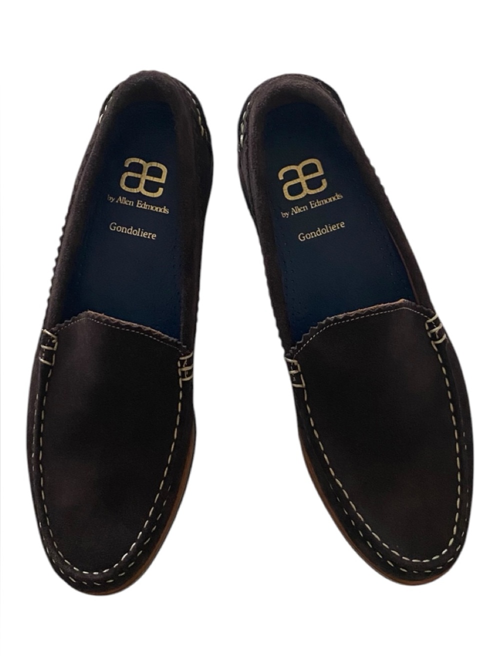 ALLEN EDMONDS Loafers NEW Gondoliere Suede Chocolate Brown Mens Size 10.5 D